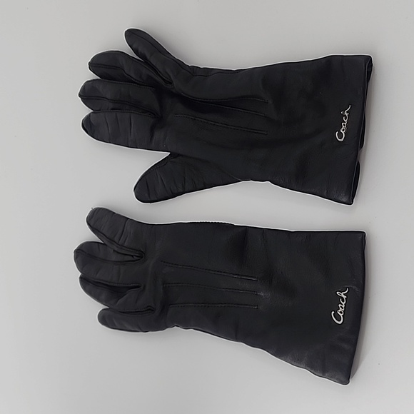 Coach Black Leather and Cashmere Gloves - Picture 1 of 8